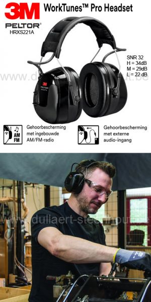 3M™ PELTOR™ WorkTunes™ Pro Headset - Gehoorbeschermer met radio SNR 32 HRXS