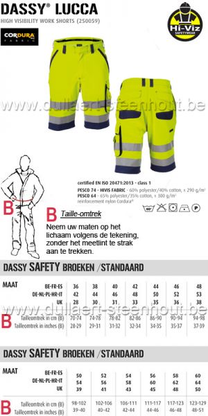 DASSY® Lucca (250059) Fluo werkshort / korte werkbroek / fluo geel - navy