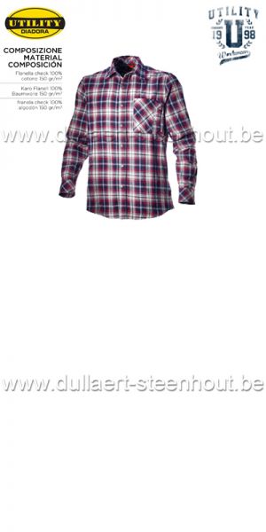 Diadora - Shirt check Flanellen werkhemd - Blue corsair / Star white/ Red