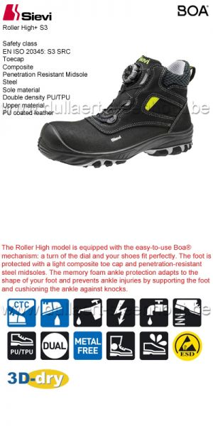 Sievi - Roller High+ S3 werkschoenen / veiligheidsschoenen met BOA sluiting