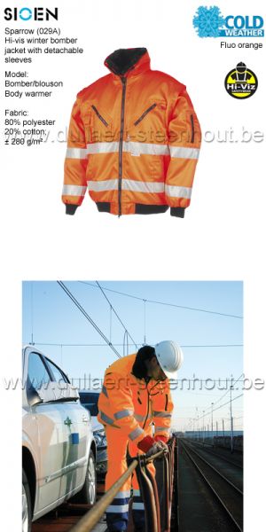 Sioen - Oranje signalisatie werkjas / werkvest met uitneembare voering - 029A