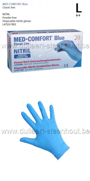 MED COMFORT blue - Nitril wegwerphandschoenen - poedervrij - 100 stuks - MAAT L