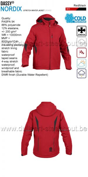 DASSY® Nordix (300463) Stretch winterjas / wintervest - winddicht / waterdicht - rood