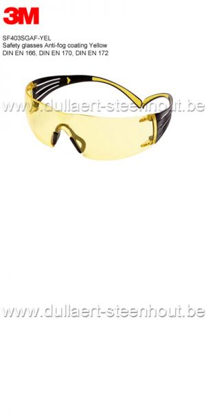 3M™ SecureFit™ Veiligheidsbril antikras/anticondens, amberkleurige lenzen, SF403AS/AF-EU