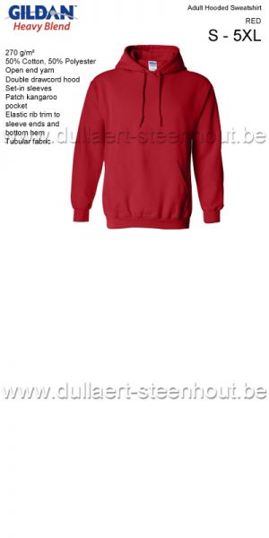 Gildan - Werksweater met kap 18500 Heavy blend - rood