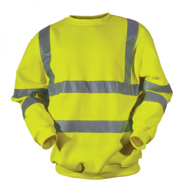 Fluo gele sweater met reflecterende banden klasse3