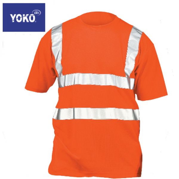 Yoko fluo oranje t-shirt met 3M reflecterende banden