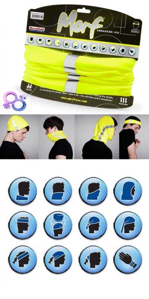 Morf - Fluo gele multifunctionele nekband / hoofdband voor professionals / sporters 