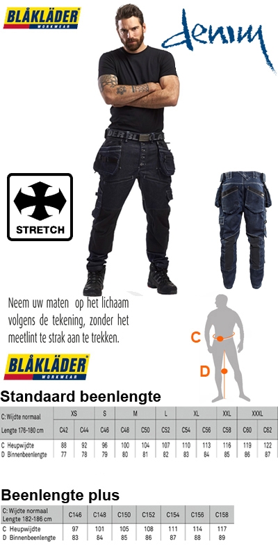 Blaklader - X1900 Baggy Stretch jeans werkbroek / spijker werkbroek 1999 1141 8999