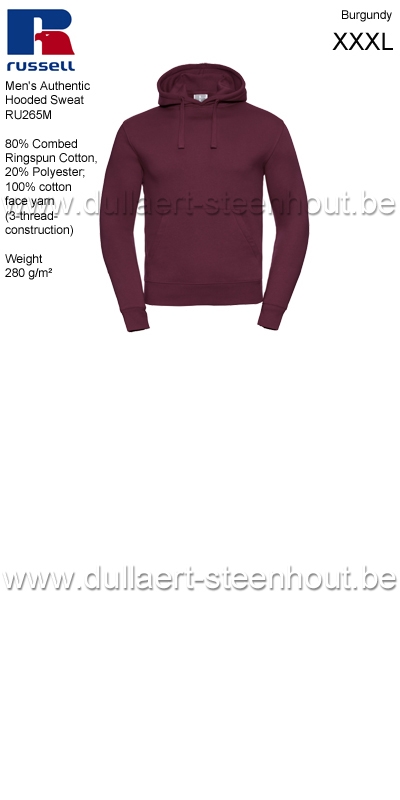 Russell werksweater met kap / Hooded Sweatshirt R-265M-0 - burgundy - XXXL